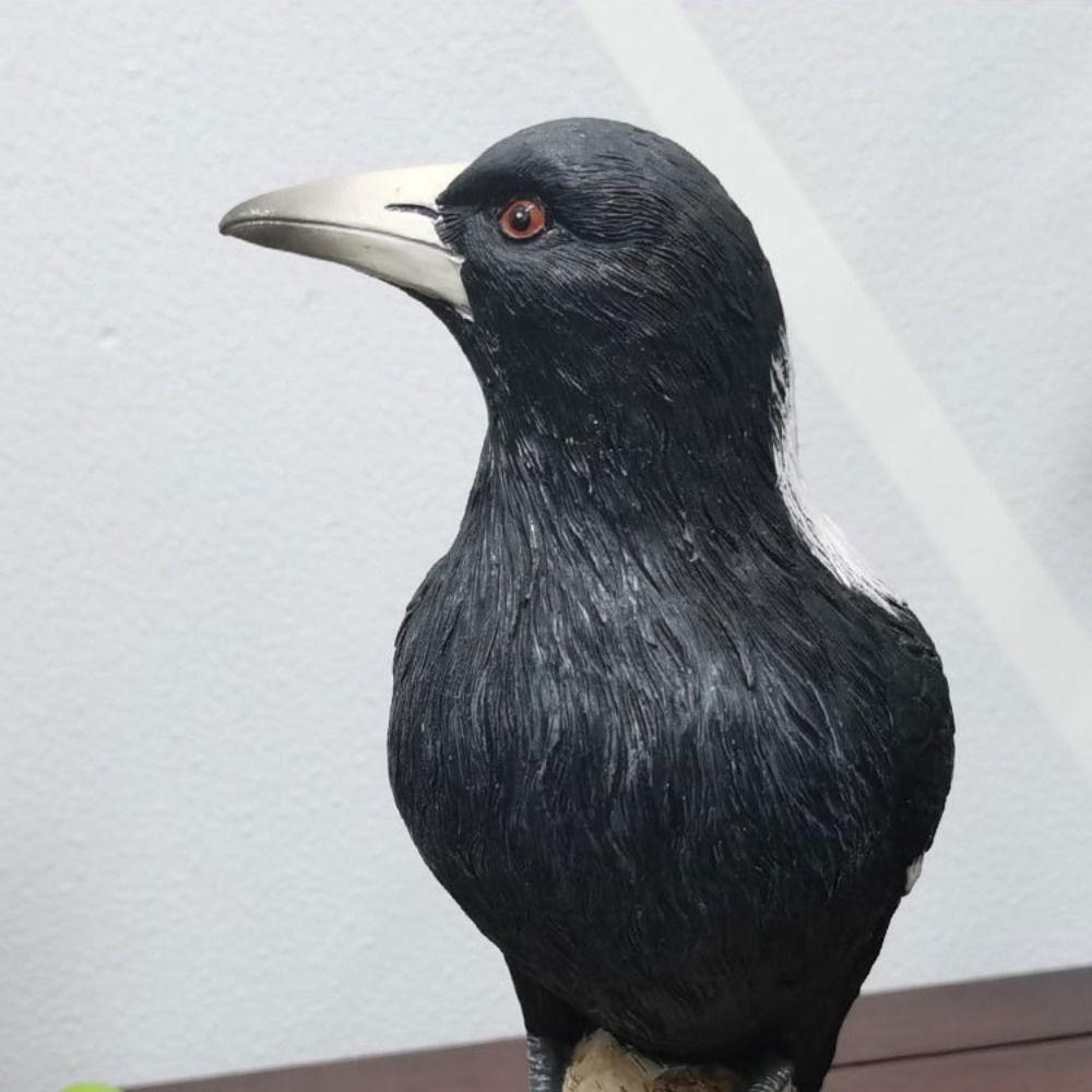 Resin Simulation Magpie Ornament Cute Animal Miniatures Figurine Bird Statue Office