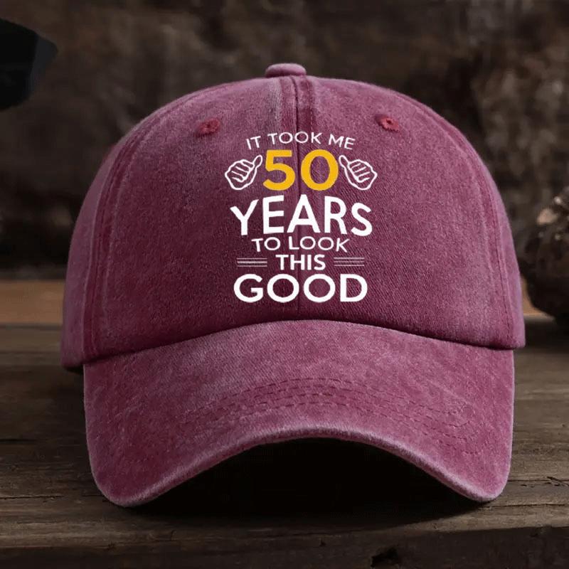 

Baseball Cap 1pc It Looks So Good at 50 Printed Baseball Cap Unisex Vintage Washed Sun HatAppropriate for Any Season One Size