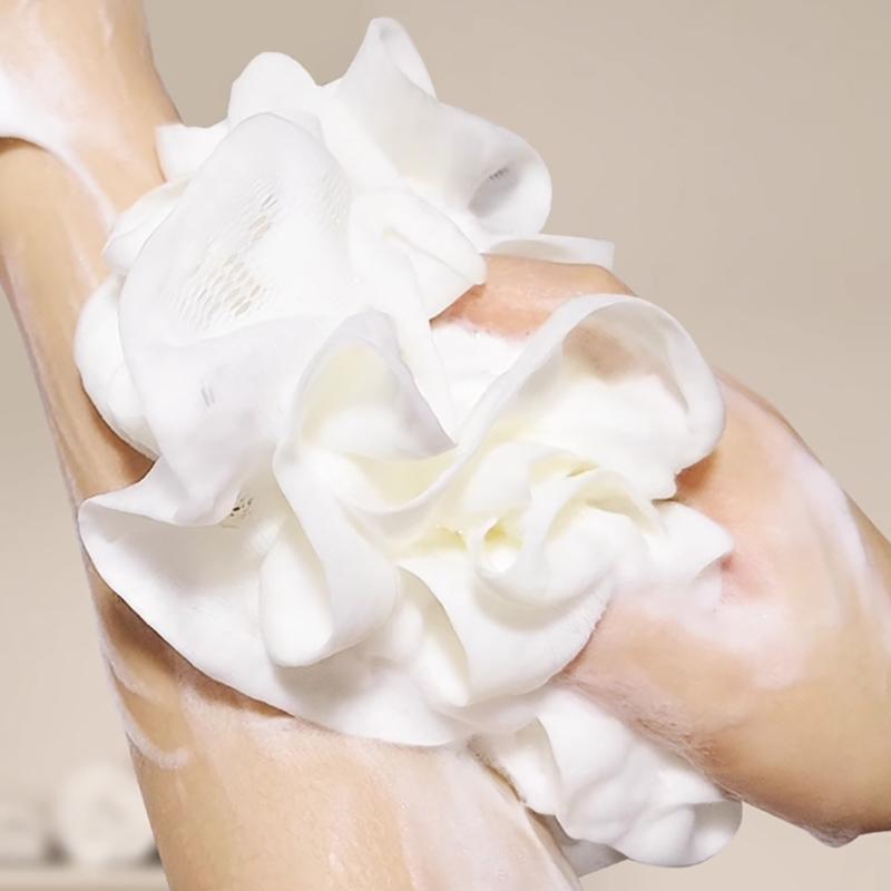 2-In-1 Bath Ball Towel Loofah With Drawstring Closure For Soap Soft Exfoliating Mesh Shower Sponge Body Skin Care Bathing Tools