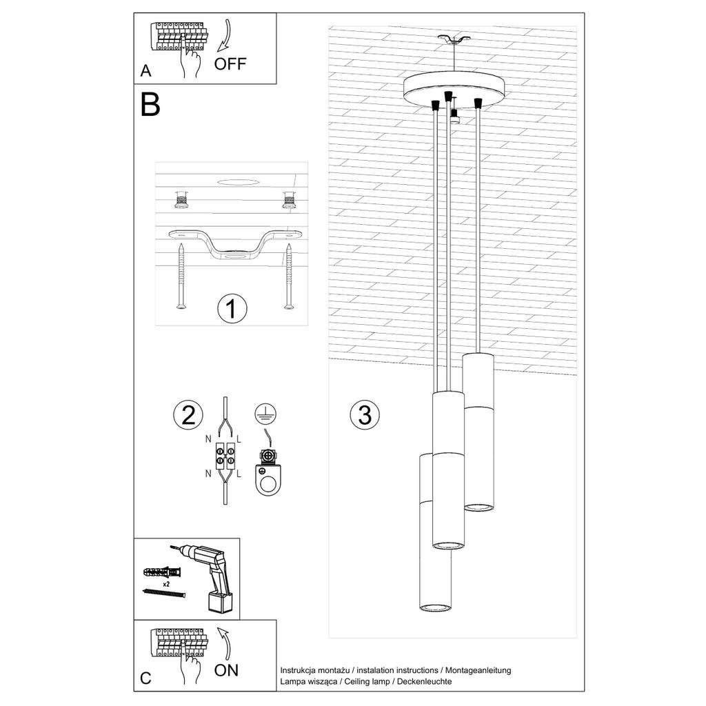 Lampa Wisząca Onjo 3 Gu10 Biały  Beton Lumilo 10.117.80