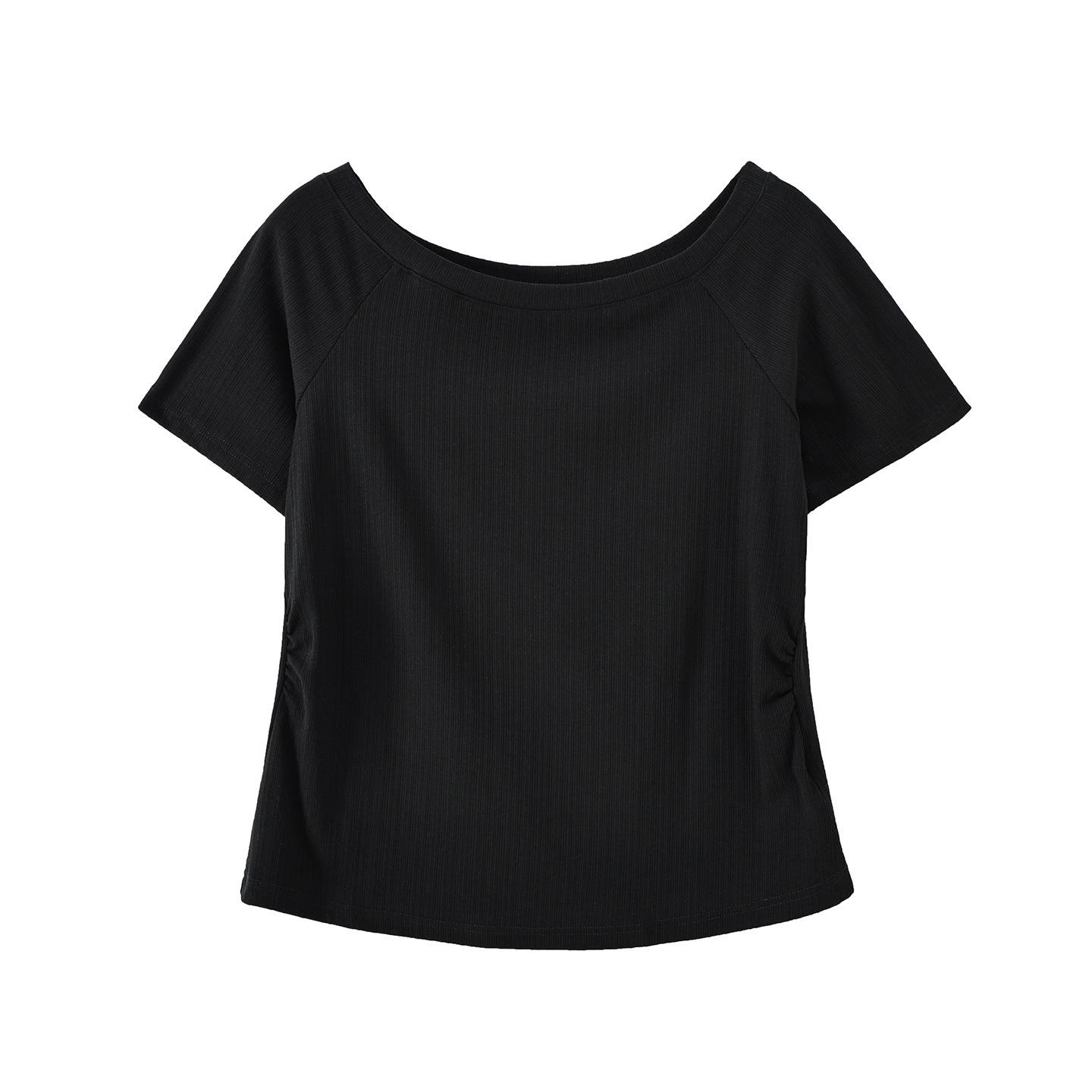 Plus Size Women s Slimming Set 2026: Off-the-Shoulder Top & Flowy Bell Bottom Pants XL (130-150 jin)