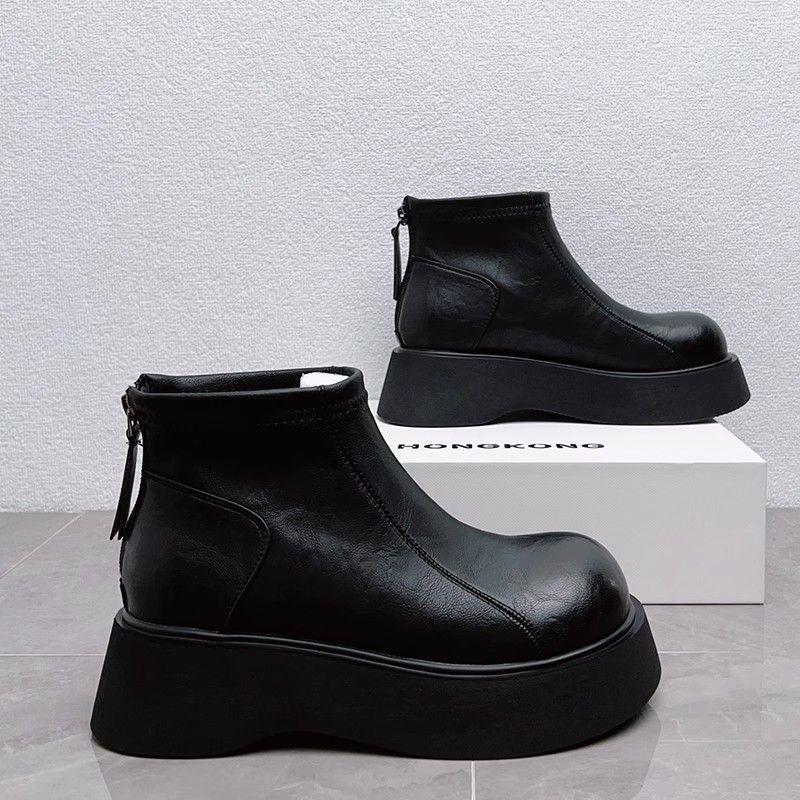 2025 Thick-Soled Height-Boosting Winter Boots - Soft Leather, Velvet Lining, Non-Slip, Large Size, Unisex Martin Style