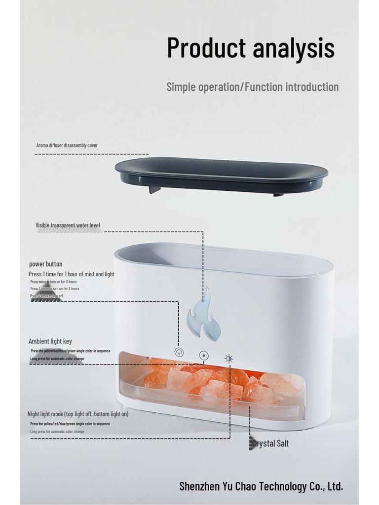 Dyfuzor Aromatu Kryształowy Sól Himalajska i Kolorowa Lampa Nawilżająca