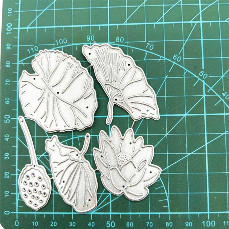 Carbon Steel DIY Lotuses Flower Leaf &  Cutting Dies Embossing Stencils Template for Decorative Paper Album Card