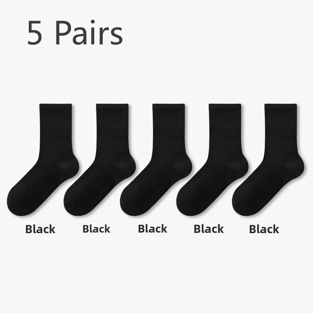 5 Pairs of Men's and Women's Spring and Autumn Anti-odour Sweat-absorbent Super-loose Mid-calf Socks