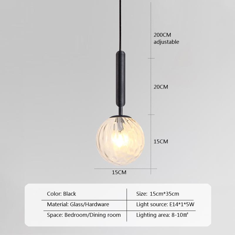 Nordic LED Glass Pendant Light Jewel Blue Ball Hanging Light Wine Red Living Room Decor Fxiture Bedroom Amber Indoor Lamp Lustre
