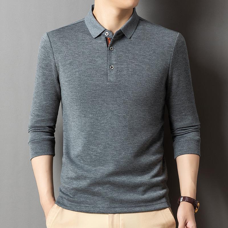 T-Shirt Casual Lapel Collar Long Sleeve Polo Shirt Trendy M