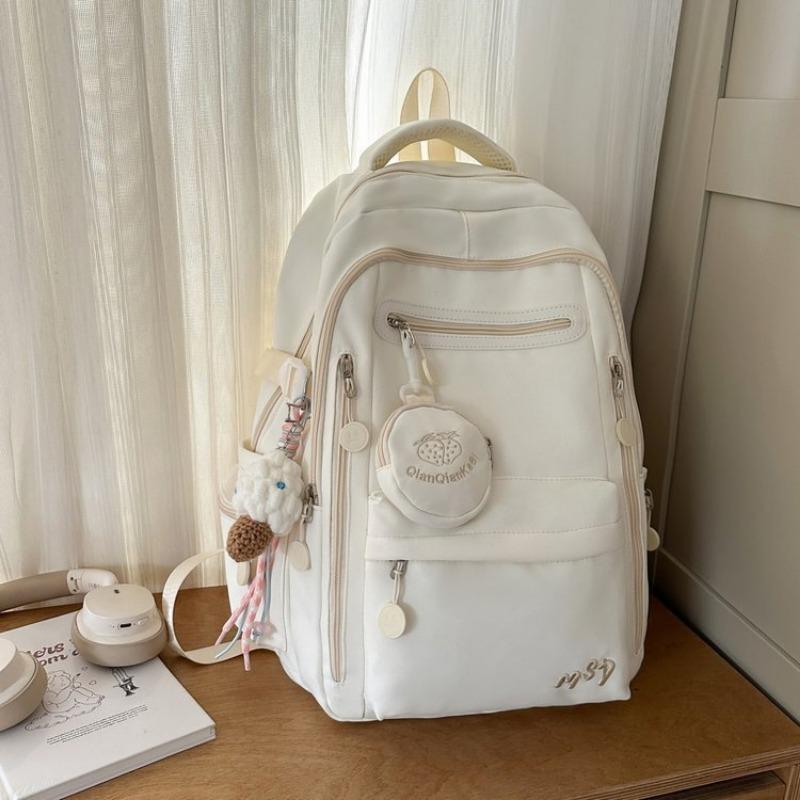 schoolbag schoolbag female solid color small fresh middle and high school students multi-compartment backpack campus college student backpack