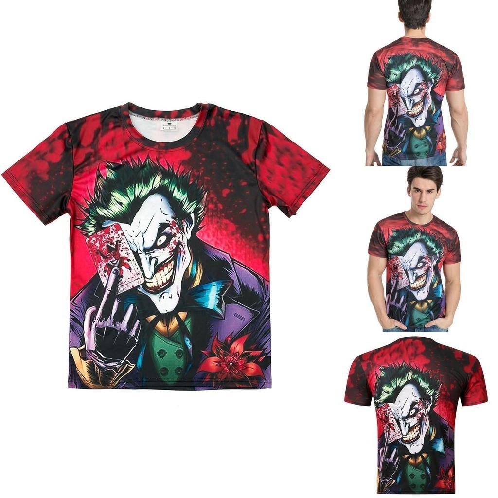 Stylish Red Joker T-shirt Unisex Fit With Full 3d Printing