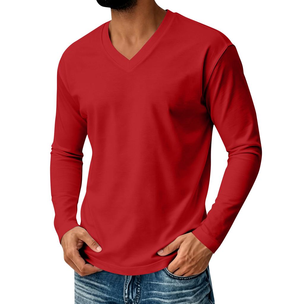 Men's V-Neck Long Sleeve Casual Shirt for Everyday Comfort