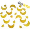 50ft Glitter Moon & Stars Garlands, 6 Pack Gold Double-Side Crescent and Twinkle Stars Paper Hanging Decorations for Birthday Party Baby Shower