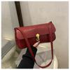 Women Vintage Crocodile Pattern PU Leather Flap Shoulder Underarm Bag Buckle Baguette Tote Bag Female Handbag Purses Solid Color