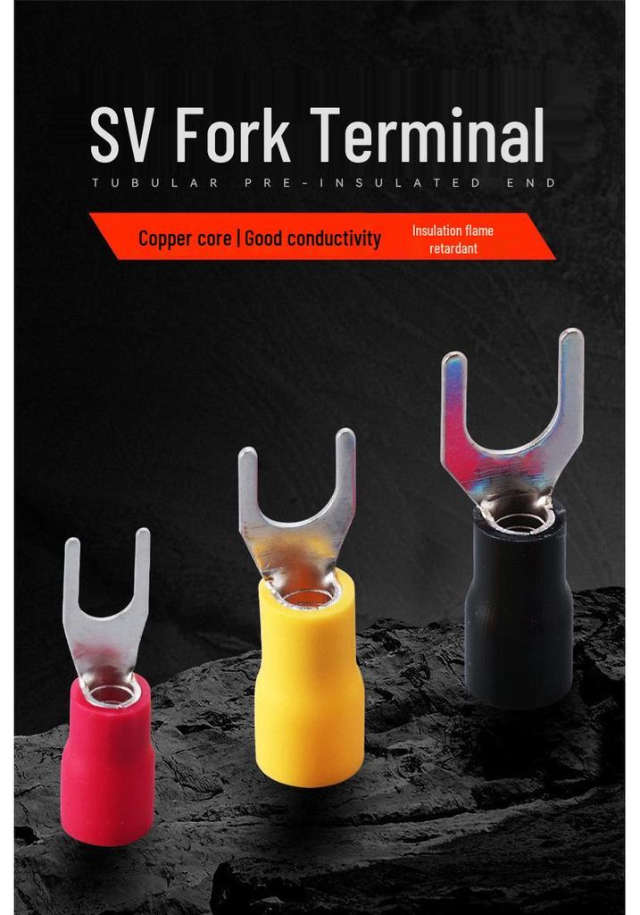 SV1.25-3/2-4 Copper Fork Crimp Terminal for Rail Mounting Electric Wire