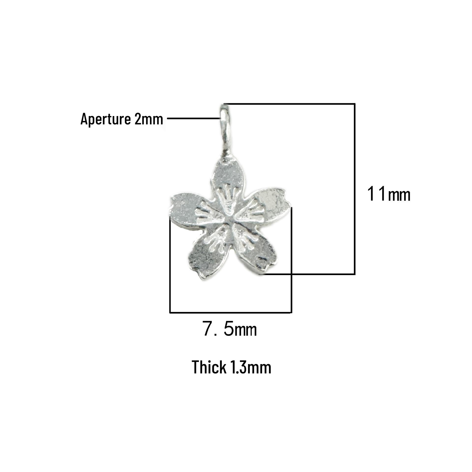 Sterling Silver Cherry Blossom Pendant Charm for DIY Bracelet, Necklace, Wristband Matching Jewelry Accessories.
