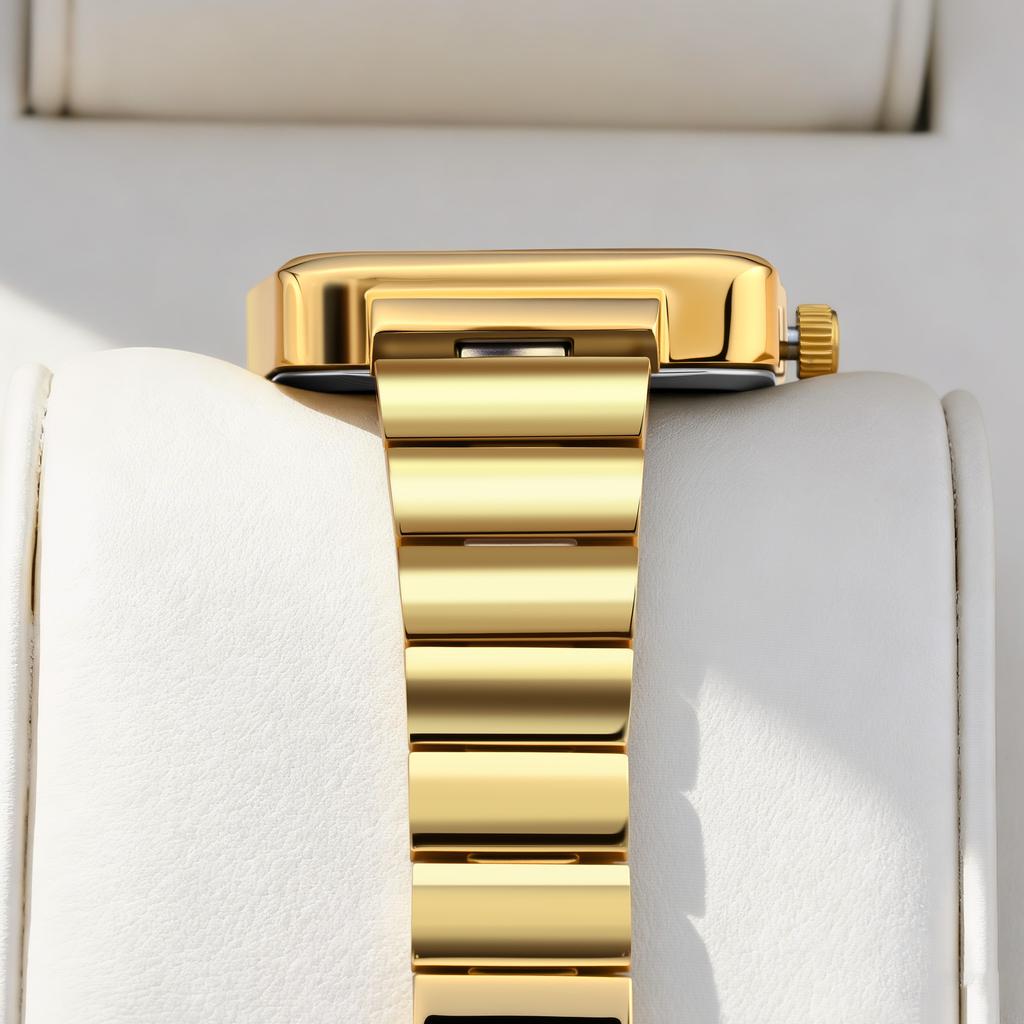 Niche Bamboo Belt Square Watch Women'S Watch Simple Ipg Vacuum Plating Environmentally Friendly Material