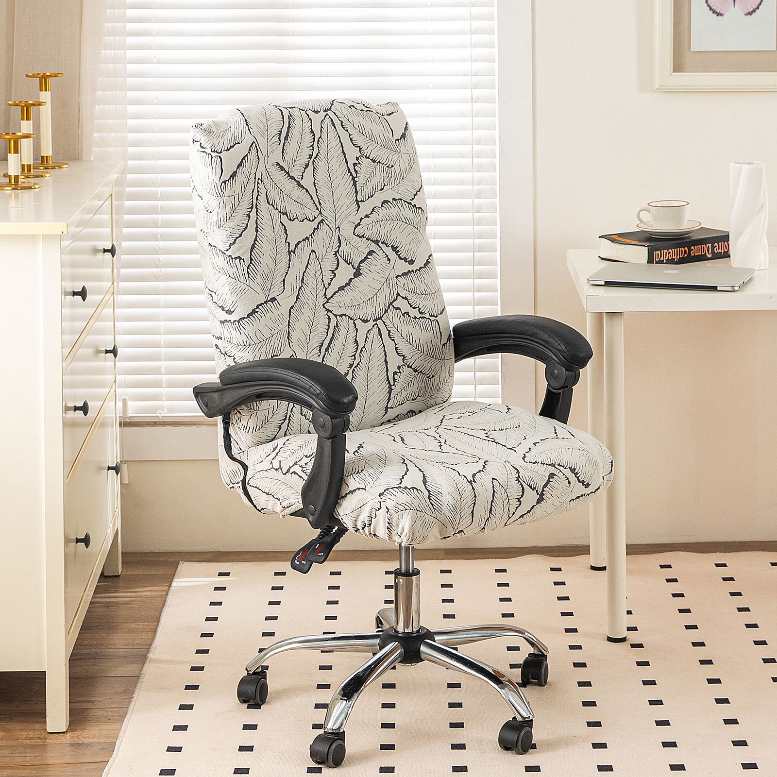 

Thickened Elastic Chenille Chair Cover Office High Back One-Piece Rotating Chair Cover Computer Boss Chair Cover Zipper Chair Cover