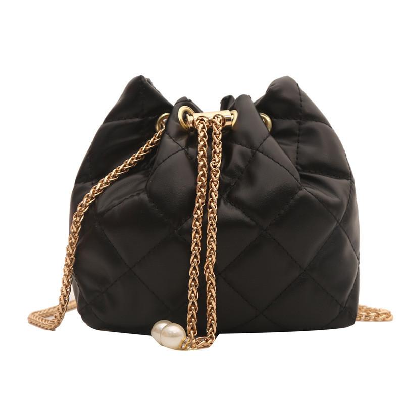 Fashionable Urban Simple Pu Bucket Bag Chain Single Shoulder Crossbody Bag