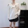 College Style Doll Collar Knitted Cardigan Autumn and Winter New Hollow Design Lazy Wind Sweater Jacket Women
