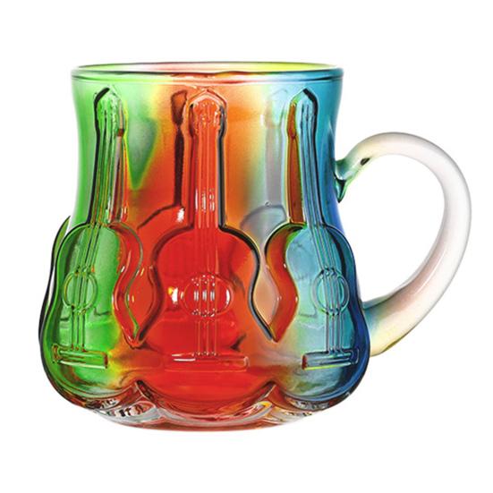 Artistic Book Stack Glass Coffee Mug Large Capacity Clear Glass Floating Effect Book Lover Gift Mug with Ergonomic Handle