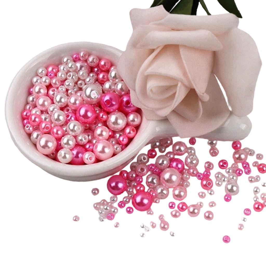 Imitationsperlen für Bastelarbeiten, 150 Stück, 3 mm–8 mm, aufnähbare Harzperlen mit Löchern für die Schmuckherstellung (Armbänder, Halsketten)