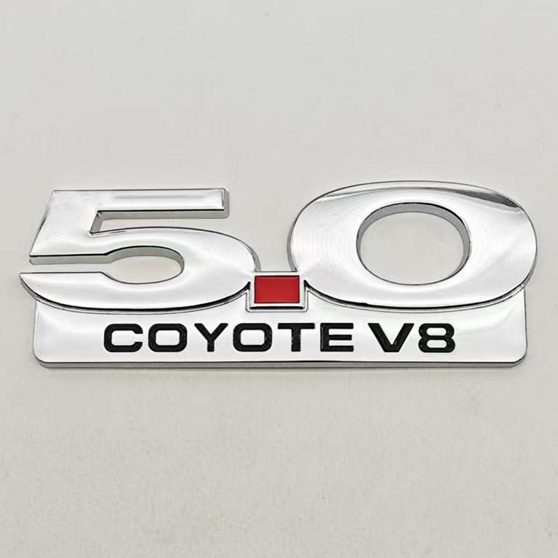 cjgnvt1 3D Metal Car Styling 5.0 COYOTE V8 Logo Badge Rear Trunk Emblem Fender Side Sticker For Ford Mustang GT SHELBY Auto Accessories
