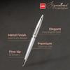 Cello Signature Creme Ivory Ball Pen Pack Of 2 Blue Ink 0.7 Mm Fine Tip Metal Twist Mechanism Office Gift Pen Set