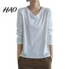 Bottoming Shirt V Neck Long Sleeves Women Top Autumn Pullover Winter Solid Color T-shirt Streetwear Sleeve