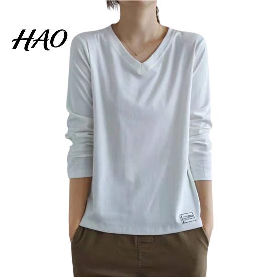 Bottoming Shirt V Neck Long Sleeves Women Top Autumn Pullover Winter Solid Color T-shirt Streetwear Sleeve