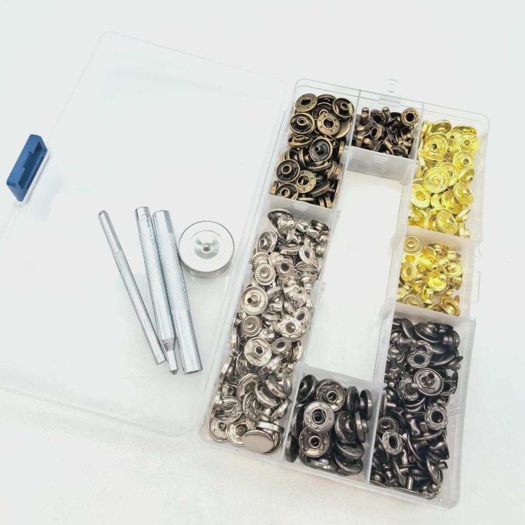 Metal Four-Hole Snap Fastener Tool Set with Four-Color Invisible Mother-Child Buckle (100 Pieces, Types 831 & 633)