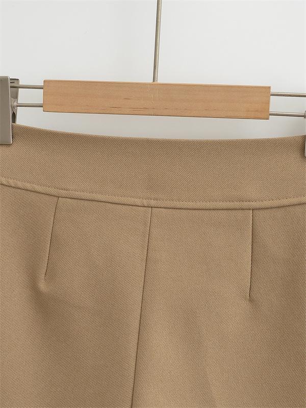 2026 Women's Slim High Waist Khaki Suit Shorts - Elegant, Straight Leg Casual Hot Pants