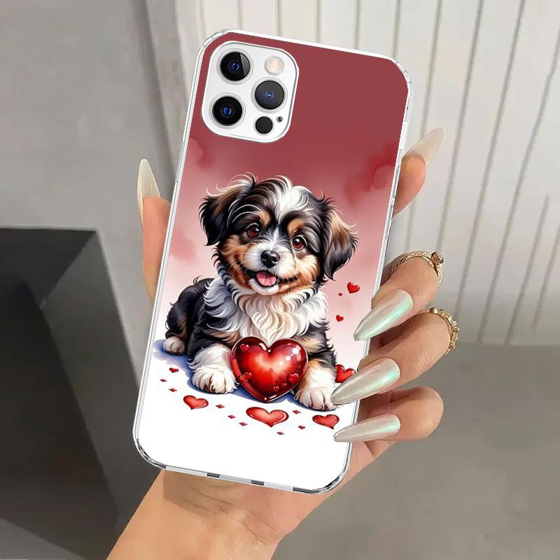 Lovely Puppy Heart Dogs Phone Case for Iphone 17 Air 16 15 Plus 14 13 Mini 12 11 Pro Max 16E 7 8 SE 2020 Soft Funda Print Shell