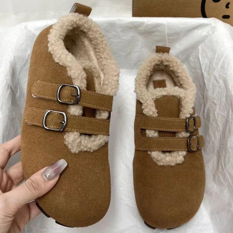 Birken shoes women's shoes winter velvet warm cotton shoes 2025 new winter one-pedal beanie shoes Birken wool shoes