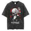 Horké Anime Tokyo Ghoul Grafické Prané Tričko s Pavoučí Lilií Pánské Vintage Trička Y2k Bavlněné Tričko Harajuku Pánské Ležérní Topy