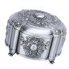 Vintage Jewelry Storage Box Zinc Alloy Antique Trinket Organizer Keepsake Box Emboss Rose Pattern Velvet Interior for