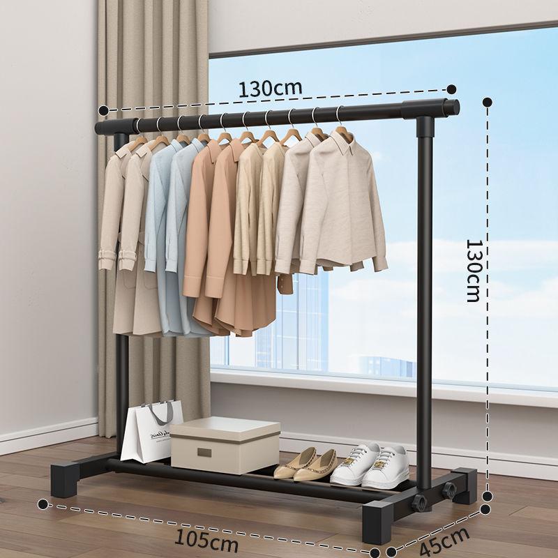 Extra Thick Double Pole Mobile Dormitory Coat Rack Extra Thick Hanger Floor Vertical Home Bedroom Balcony Hanger Simple