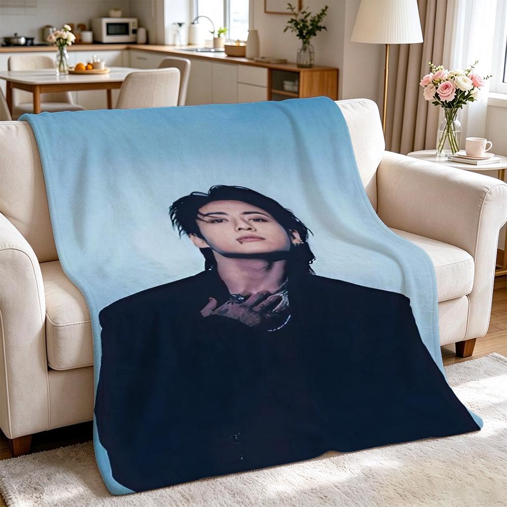 Stylish Male Idol Against Starry Background Theme Printed Blanket Soft Comfortable Throw Blanket For Living Room Kids Room Party Decor Memorial Gift