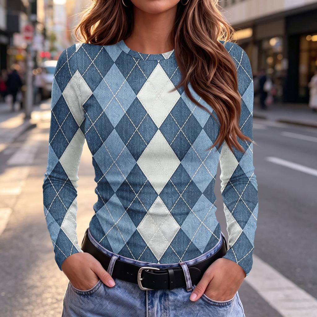 Women's Slim Fit Long Sleeve Round Neck T-Shirt Casual Basic Top for Everyday Wear