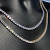 Hip Hop Zircon Crystal Necklace For Men Rock Silver Color Tennis Chain Necklace For Women Fashion Party Jewelry Gift