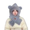 Cute Little Bear Fluffy Hat for Women In Winter Scarf Integrated Warm Ear Protection Hat Thickened Scarf Cold Protection Lei Feng Hat