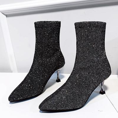 Vysoké podpatky Bling Dámské kotníkové boty Špičaté boty Dámské 2024 Trend Zimní vycházkové boty Lodičky Sexy šaty Mujer Sněhové boty