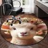 1pc Anime Design Flower Crown Lamb Round Carpet - Office Chair Mat, Non-Slip Rug for Home Decor, Suitable for All Seasons, Perfect Gift for Anime Love