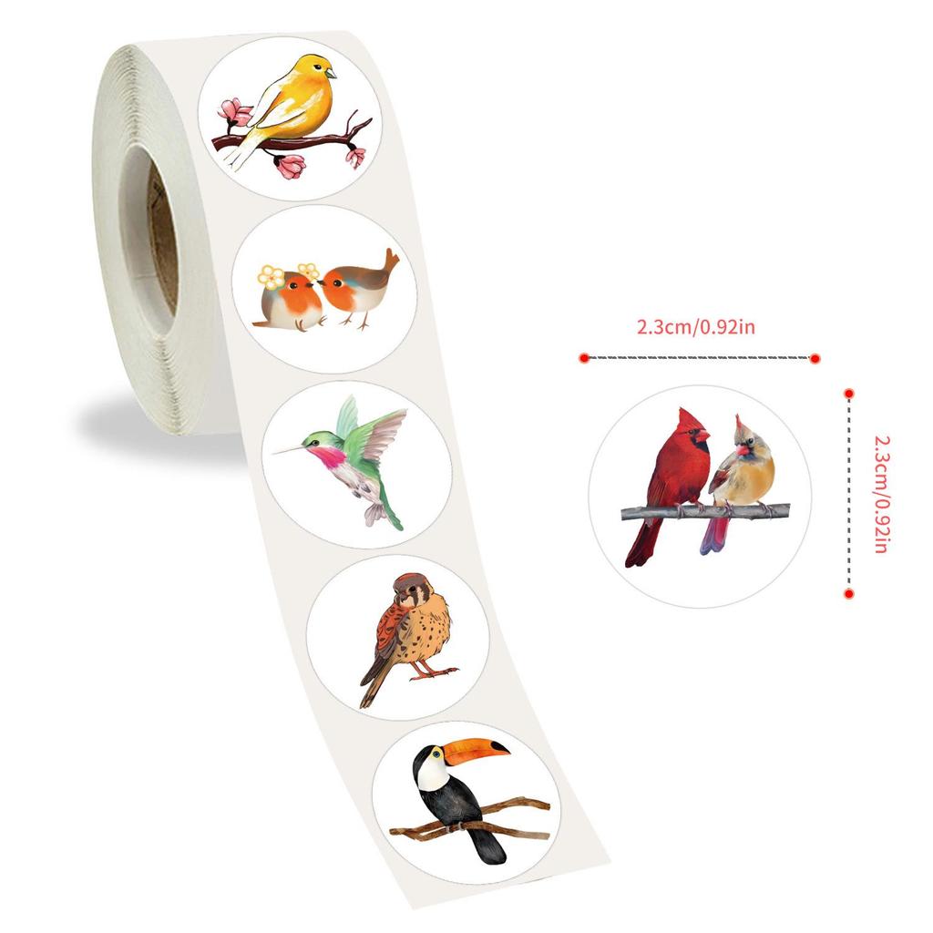 500 Cartoon-Tier- & Vogelaufkleber/Rolle - Kreative Journal- & Belohnungsaufkleber
