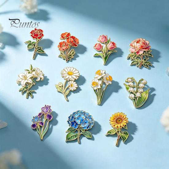 Decorative Clothing Pin Brooch Pin, Enamel Flower Design with Smooth Edges, Lapel Lightweight Zinc Alloy Badge for Jackets Scarves Bags Gift Non-snag