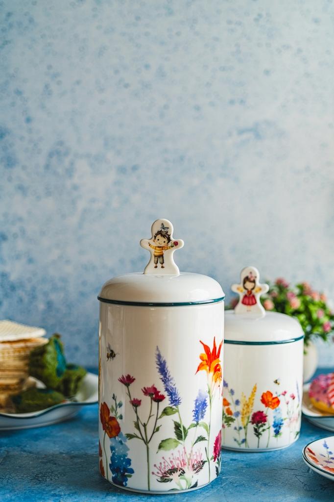 Ceramic Jar Container For Food Storage 1.25L Pan Flower