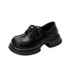 Small Leather Shoes Women's New Thick-heeled Black British Retro Lace-up Loafers Preppy Style Thick-soled Women's Shoes