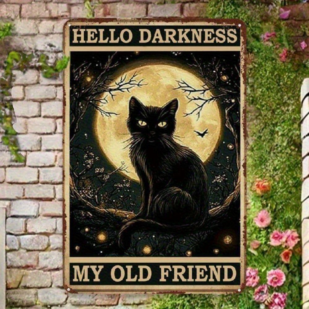Metall Gedenkzeichen Katze Wartet an der Tür Schwarze Katze Sonnenblume Geschenk Haustierverlust