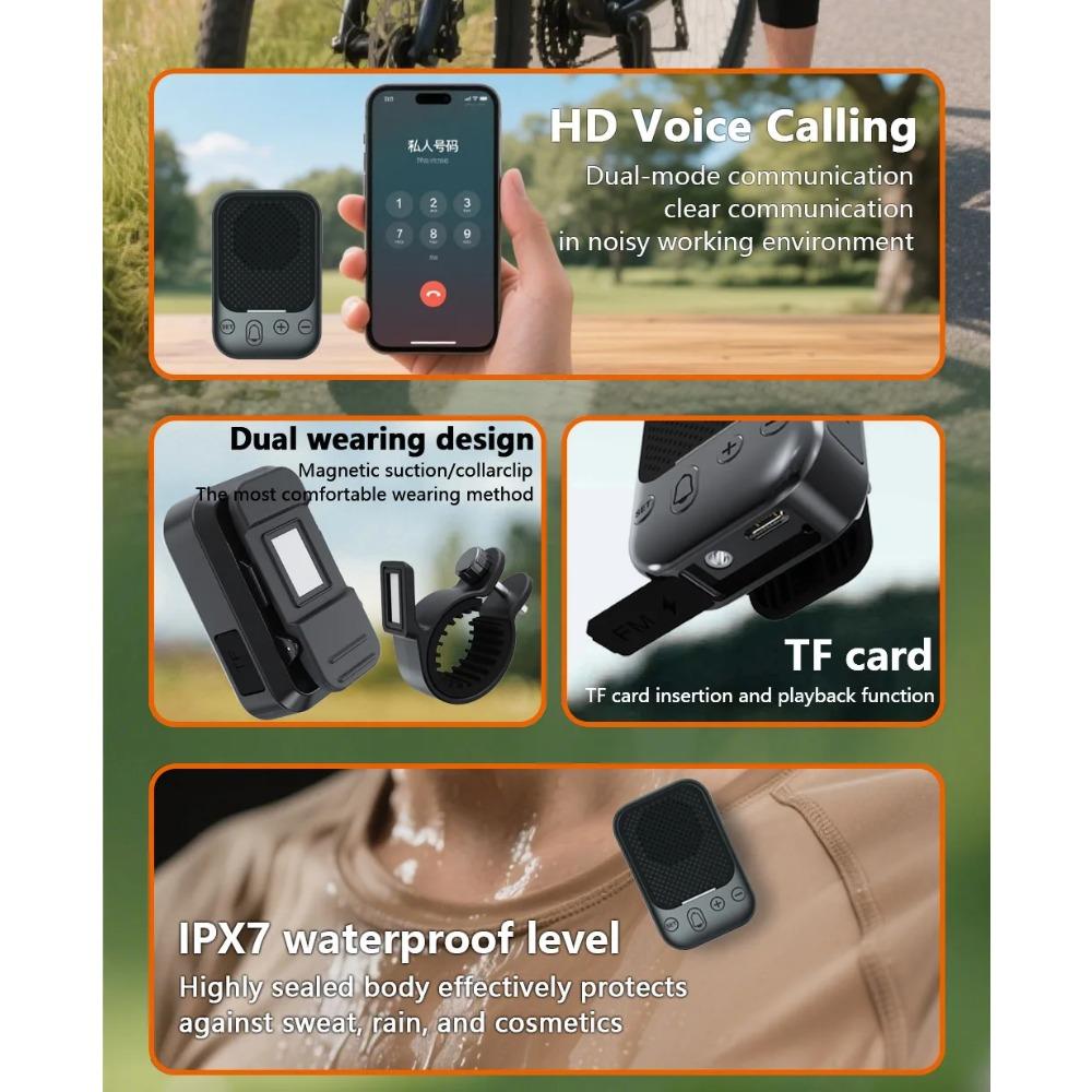 Portable Sport Bluetooth Speaker Outdoor Waterproof with Cycling Stand Magnetic Collar Clip FM Radio TF Card TWS Mini Soundbox