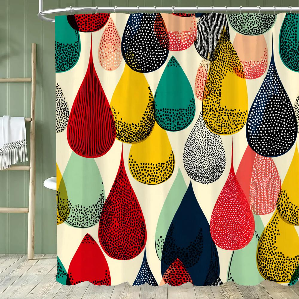 Modern Minimalist Color Raindrop Pattern Shower Curtain,Printed Fabric Bathroom Curtains,Home Decoration Curtain With Hooks