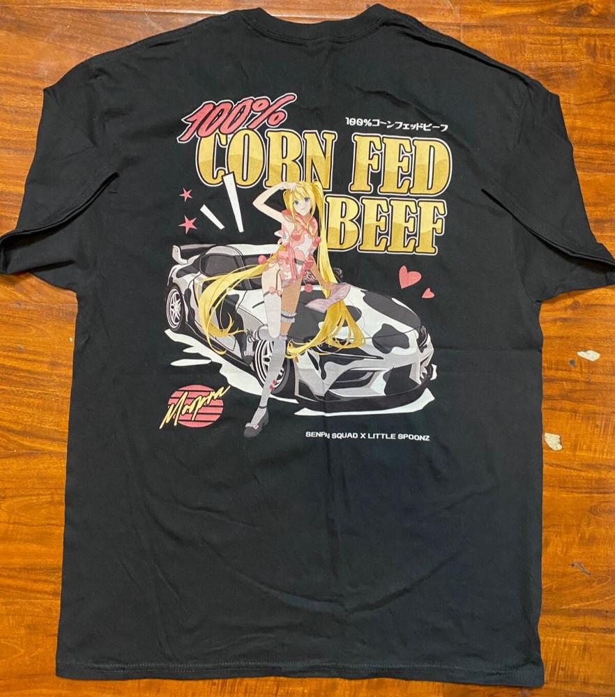 SENPAI SQUAD Anime Black Double Sided 100% Corn Fed Beef Tee SZ L- NWOT Unisex T-Shirt XXXL