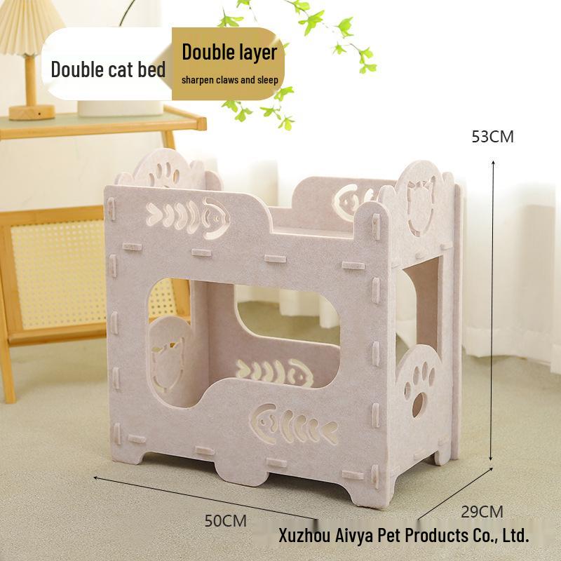 Two-Layer Cat Nest Bed: Multi-Level Felt Cave for Kittens